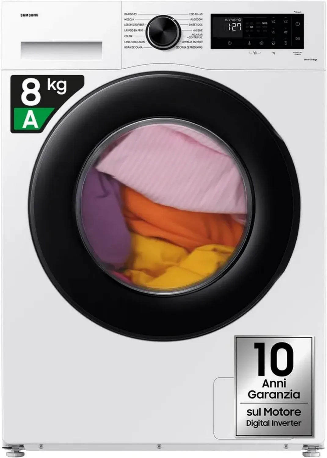 Samsung Lavatrice 8 Kg con Wifi e Vapore, Ecobubble, Carica Frontale