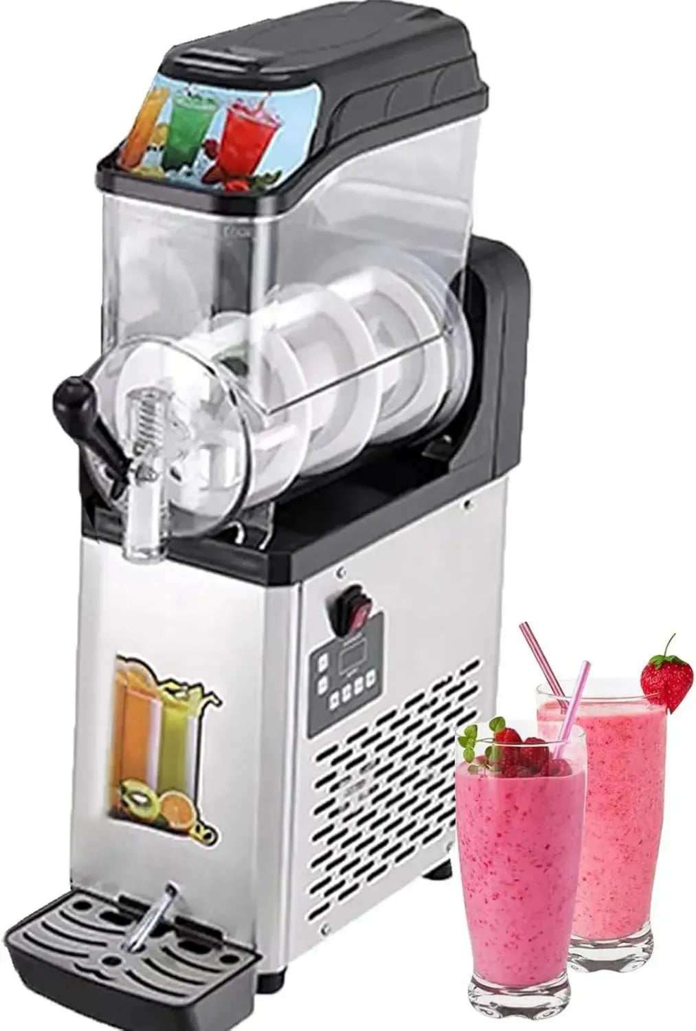 Macchina Professionale per Granite con Serbatoio Singolo o Doppio, Capacità di 12L/24L, Ideale per Bar e Caffè, con Termostato Regolabile