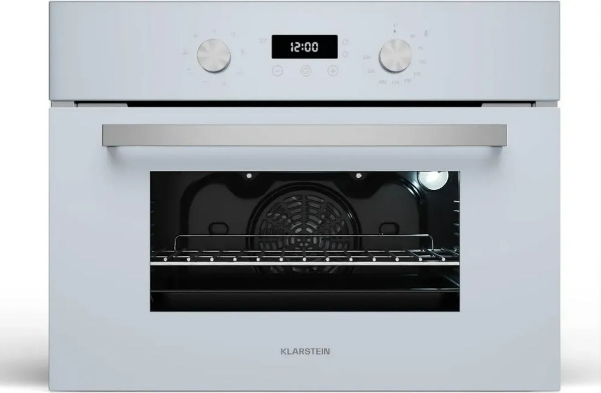 Klarstein SpaceSmart - Forno da Incasso 41L, Otto Funzioni, Pulizia Vapore, Timer Digitale, Elettrico Ventilato, Sportello Doppio Vetro, Classe A, Compatto