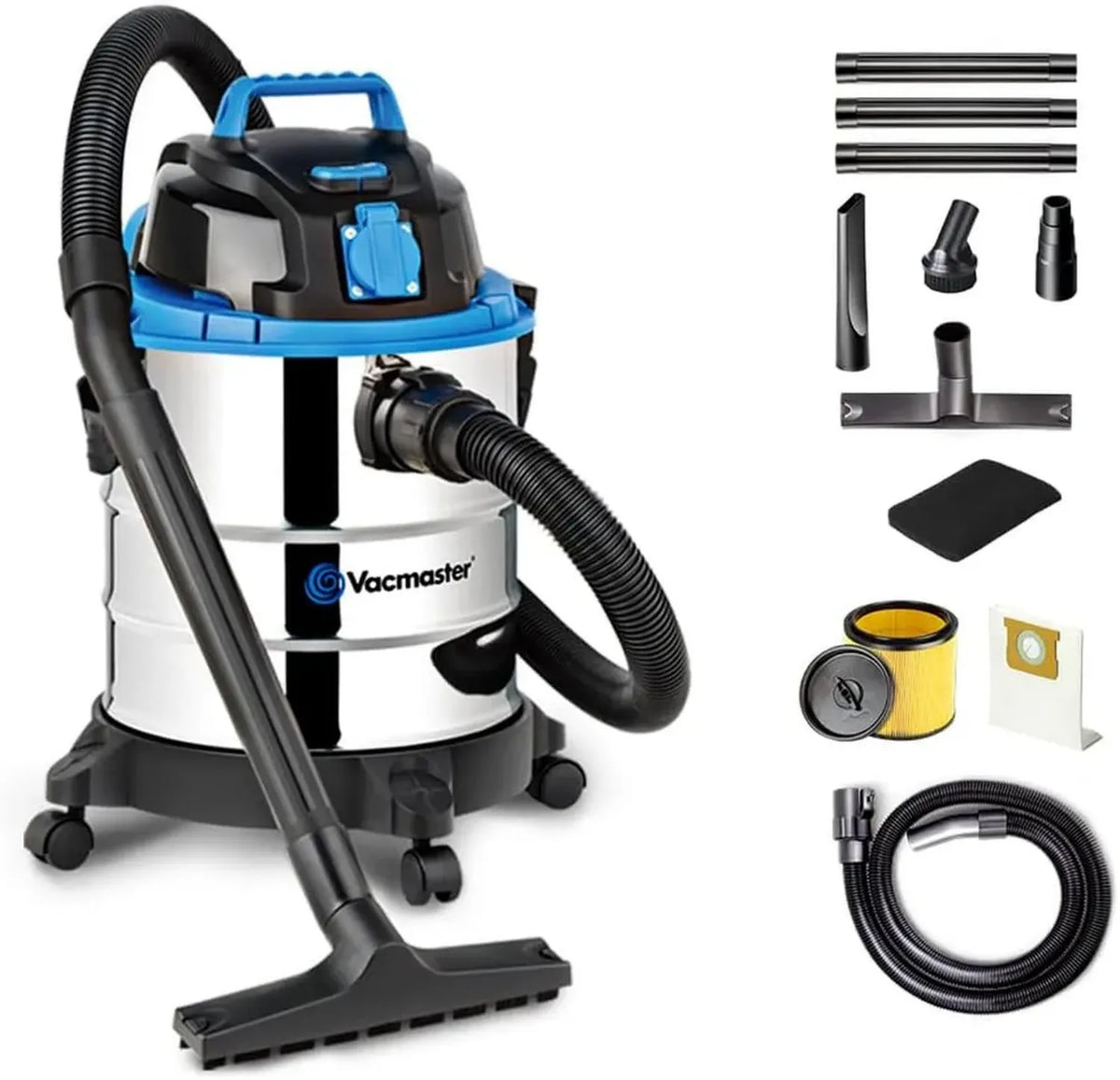 Aspirapolvere Industriale Vacmaster 1250W 20L Inox per Solidi e Liquidi