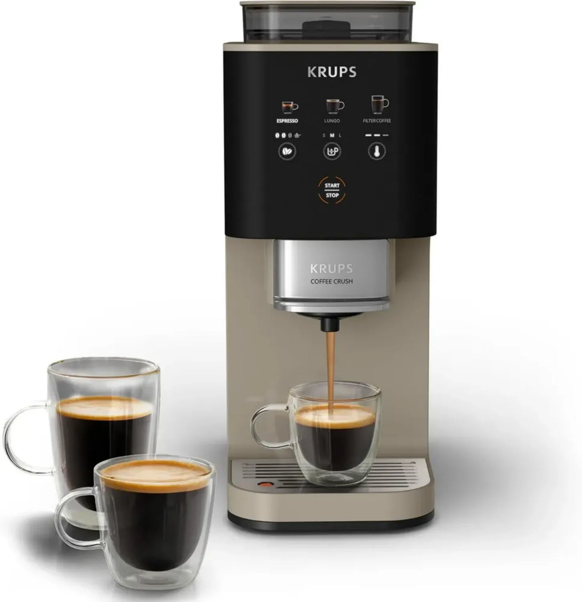 Macchina da Caffè Automatica Krups, 3 Livelli di Macinatura, Regolazione Intensità e Temperatura, Compatta, 1370 W, Colore Chai