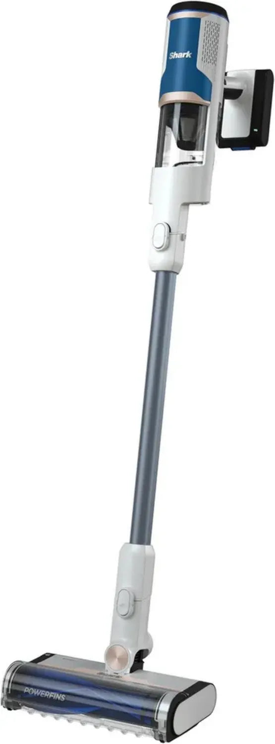 Scopa Elettrica Shark Senza Fili, Autonomia 40 Minuti, Tecnologia Antigroviglio, PowerFins, Rilevamento del Pavimento, Design Trasformabile, Bianco/Blu Navy