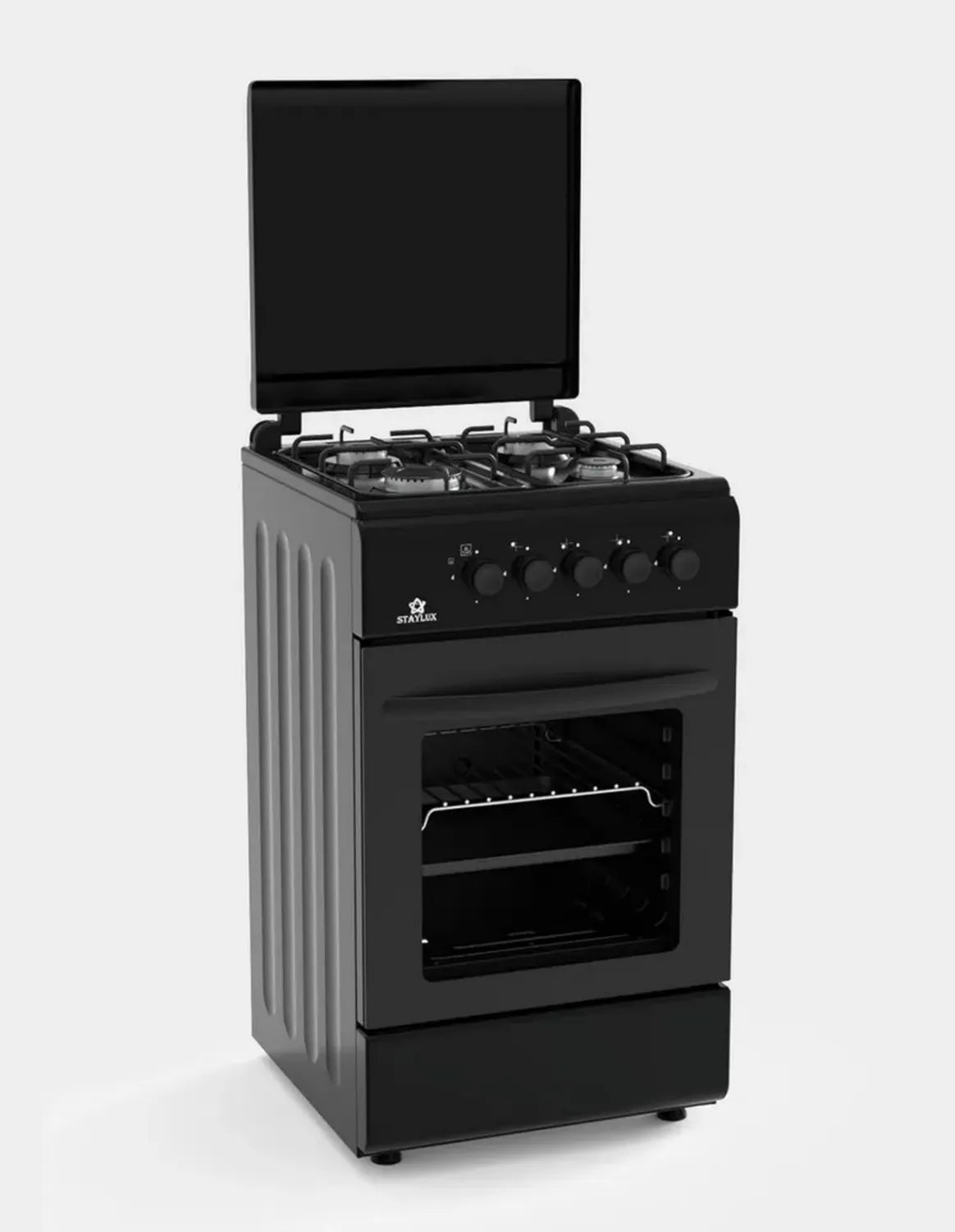 Cucina a Gas Compatta 50x50, 4 Fuochi con Coperchio Protettivo