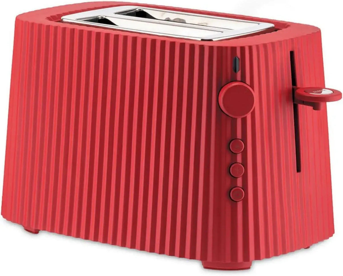 Alessi Plissé MDL08 R - Tostapane di Design con 6 Livelli di Doratura, Resina Termoplastica, 850W, Spina UE, Rosso