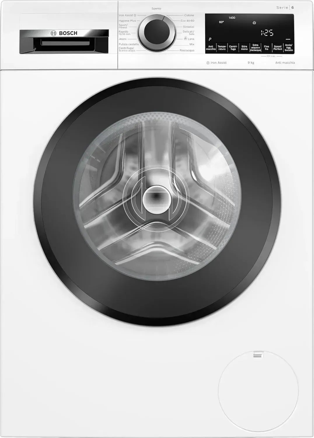 Lavatrice Bosch Serie 6, 9 kg, 1400 giri/min, Iron Assist, Sistema Anti Macchia