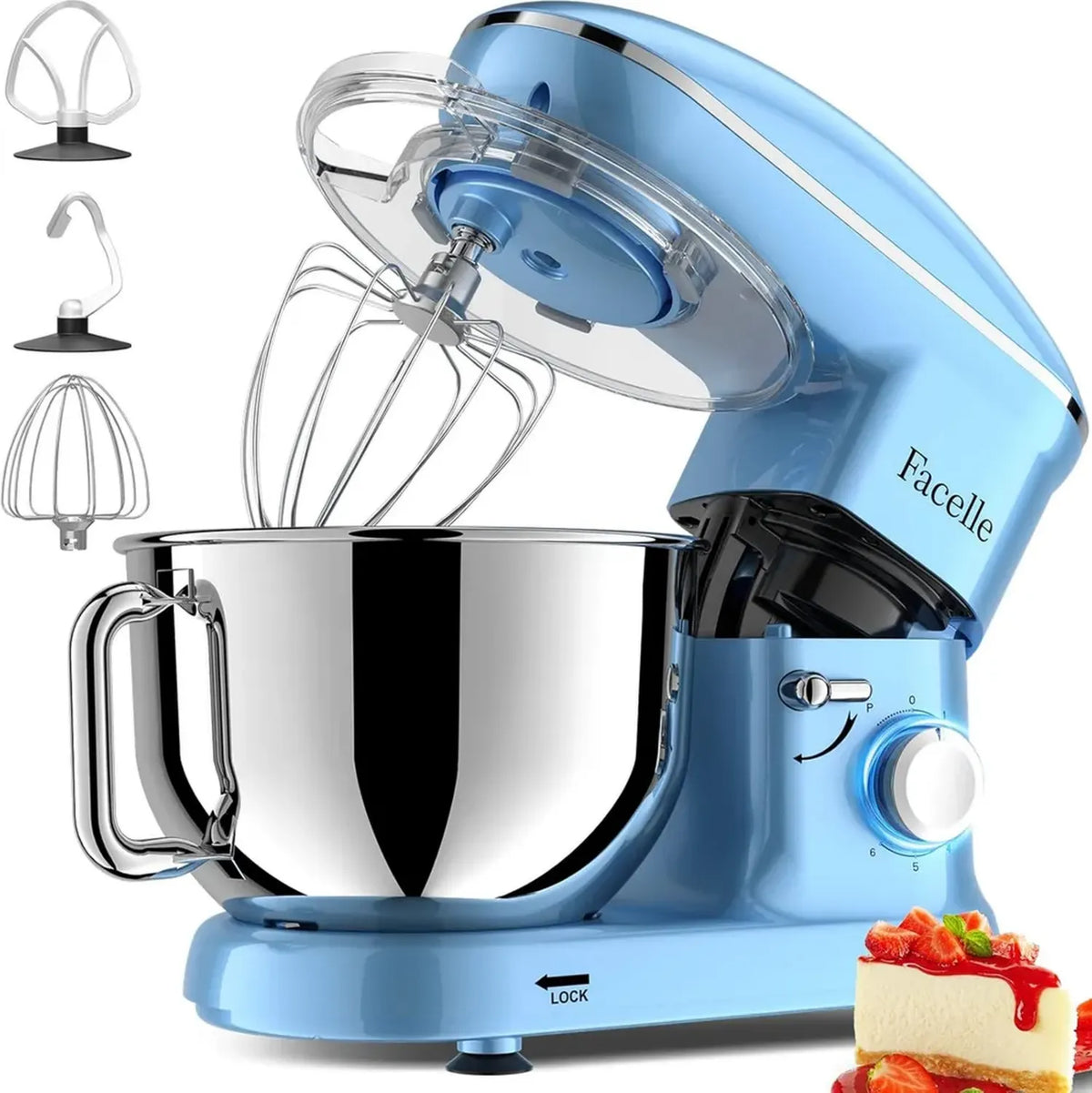 Robot da Cucina Multifunzione 1500W, 6,5L, Silenzioso, 6 Velocità, Accessori Lavabili, Blu