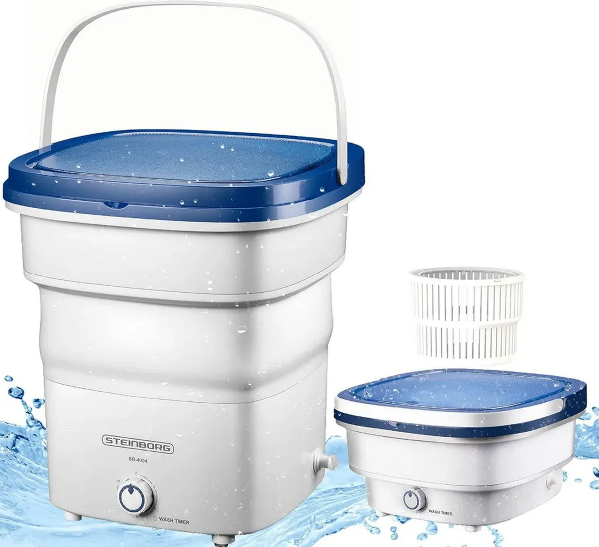 Lavatrice Portatile Pieghevole, Compatta, Automatica, 1.5 kg, Ideale per Viaggi e Campeggio, 135 Watt, Silenziosa