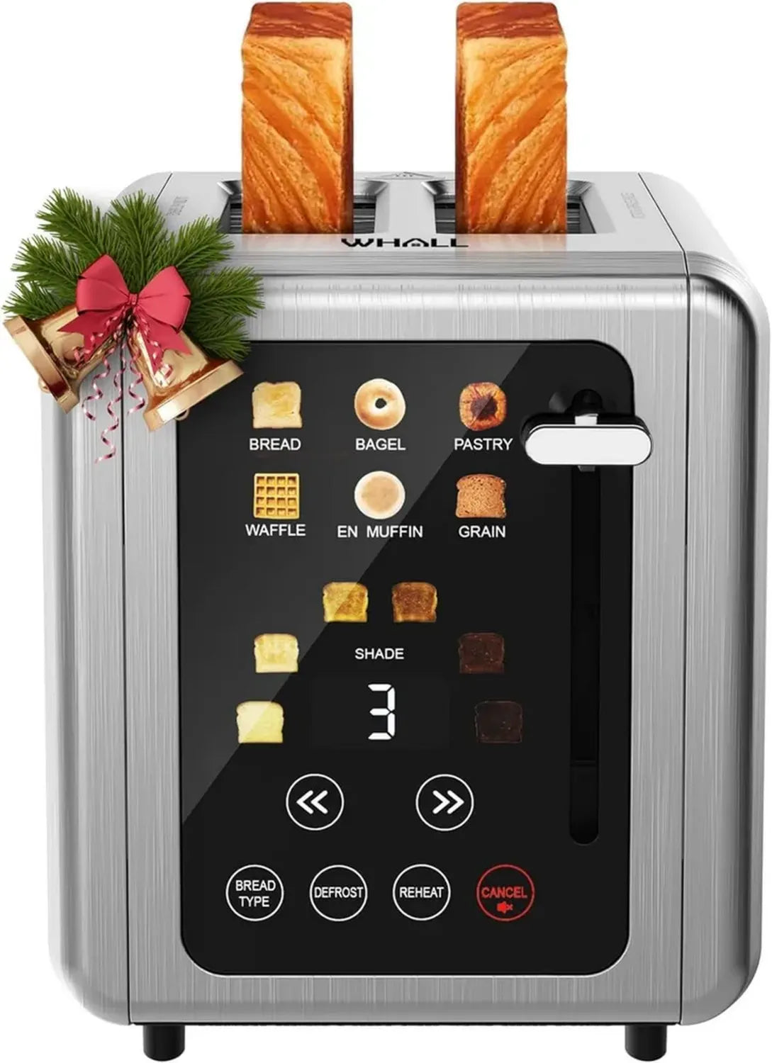 Tostapane 2 Fette con Touchscreen LED e 6 Programmi, Acciaio Inox 880W