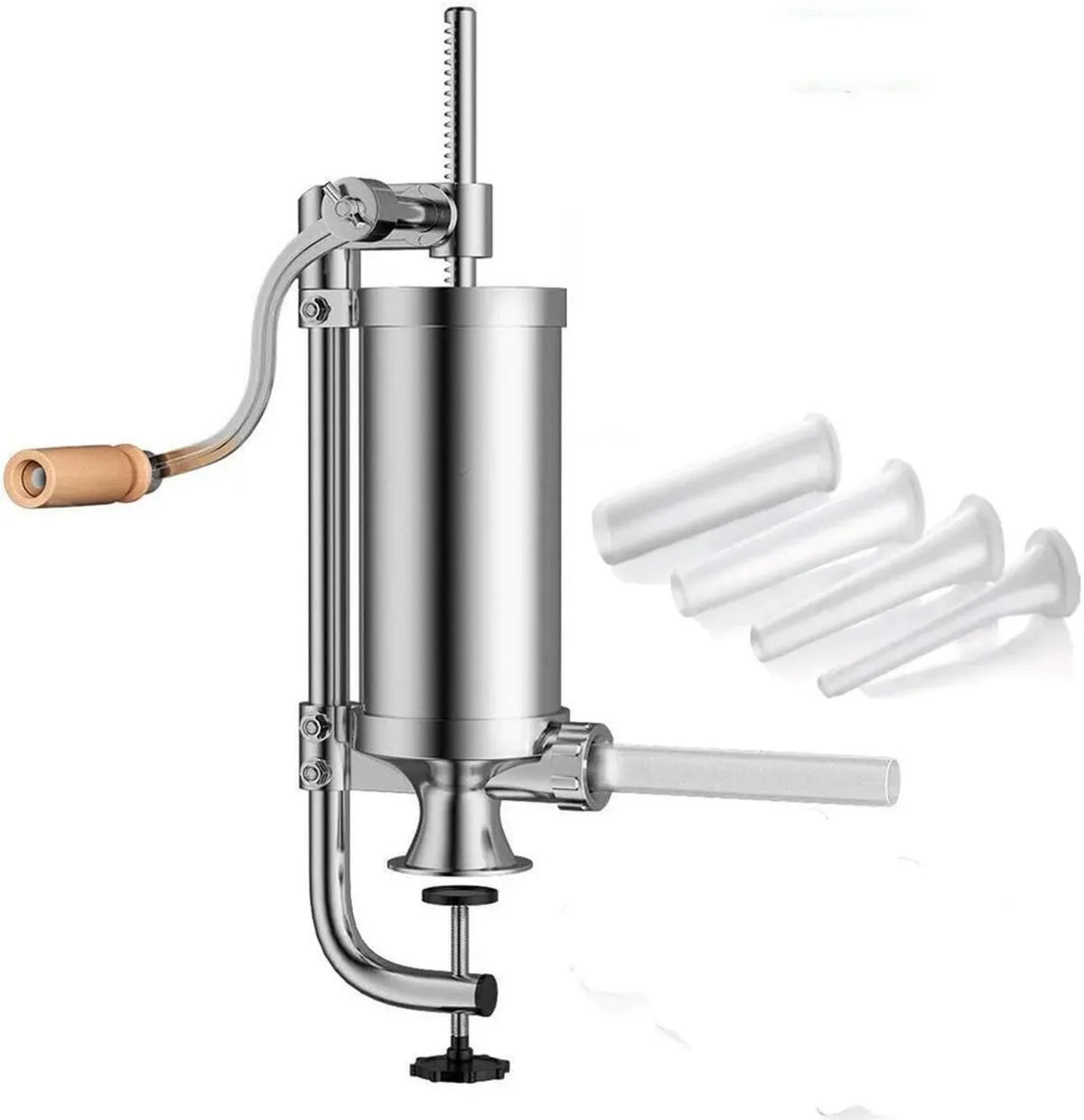 Macchina Manuale per Salsicce in Acciaio Inossidabile 2.5LB con Base a Ventosa e 4 Tubi di Riempimento