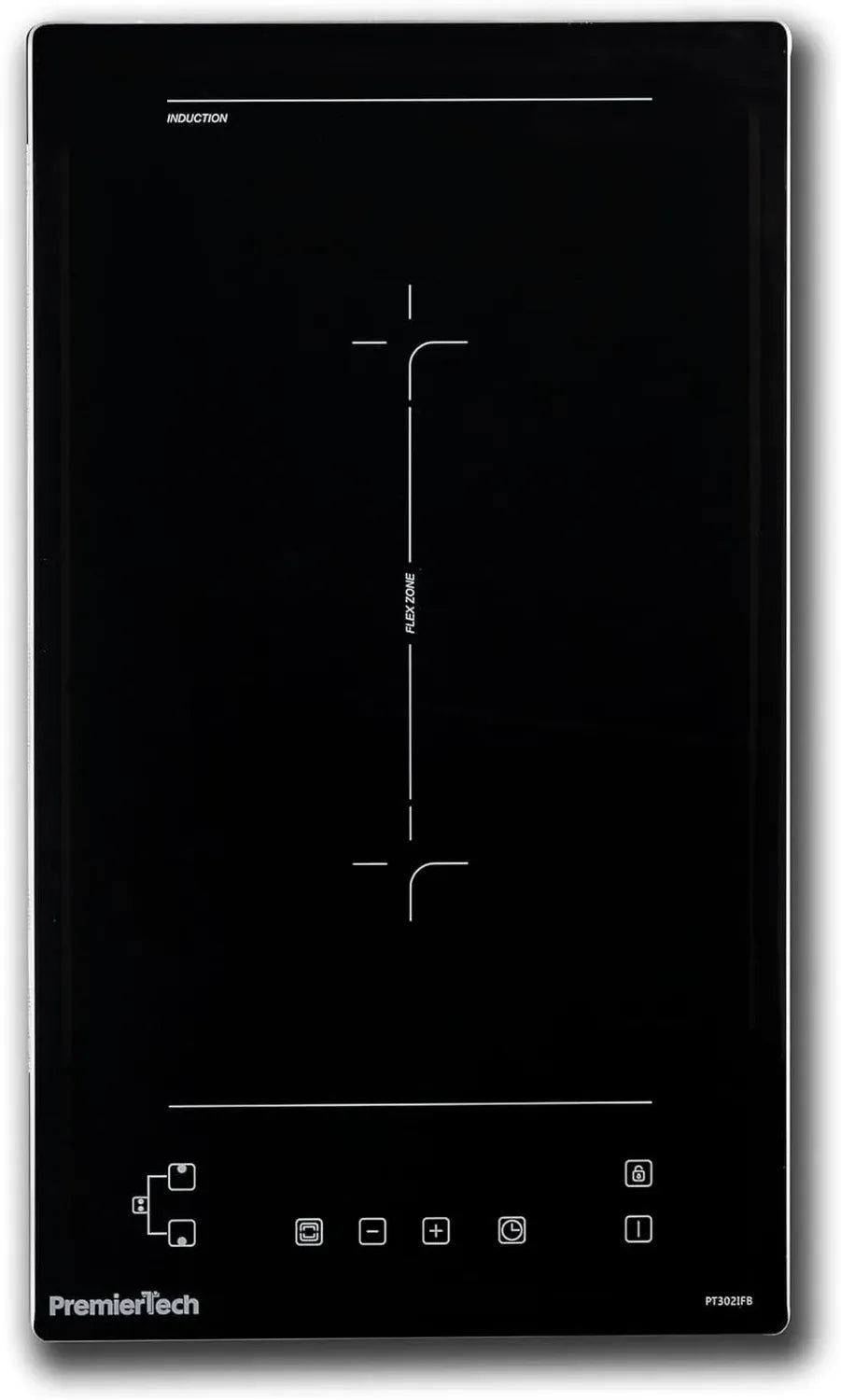 Piano Cottura a Induzione 30cm PremierTech 2 Zone, Vetro Nero, Touch Control, Funzione Boost