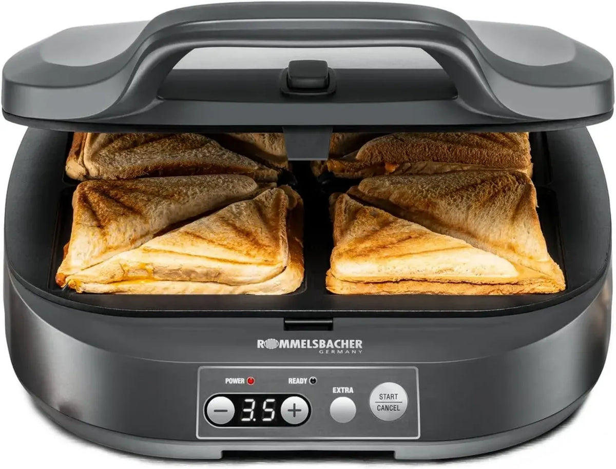 Sandwich Maker XL Antiaderente con Timer e Spegnimento Automatico, 1800W