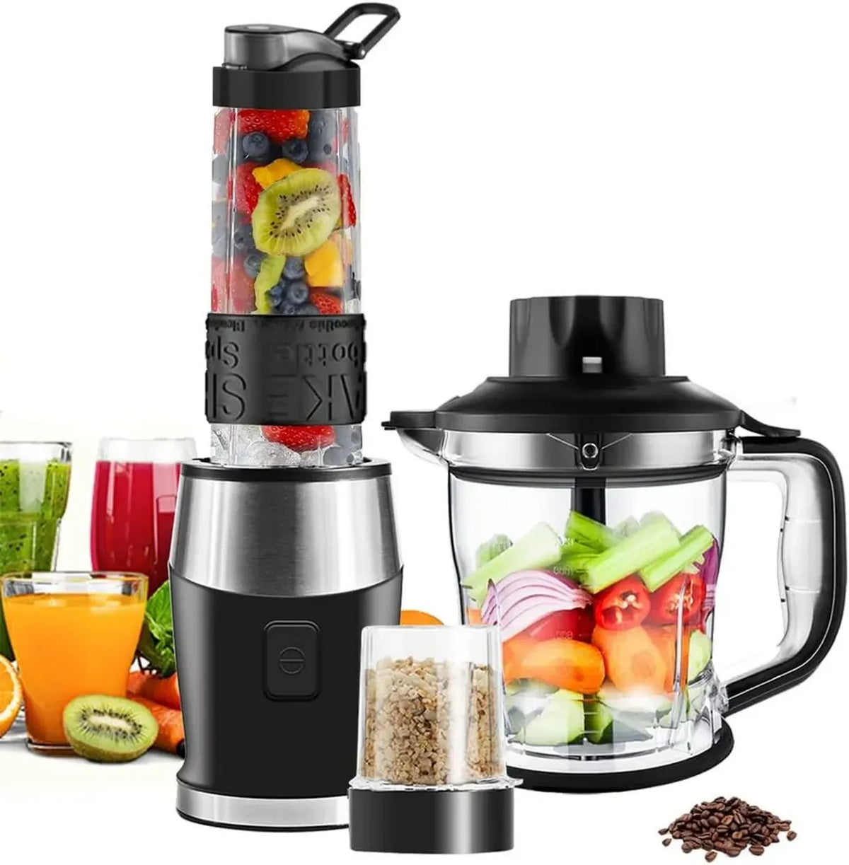 Mixer Portatile 3 in 1 da 700W con Bottiglia 570ML per Smoothie