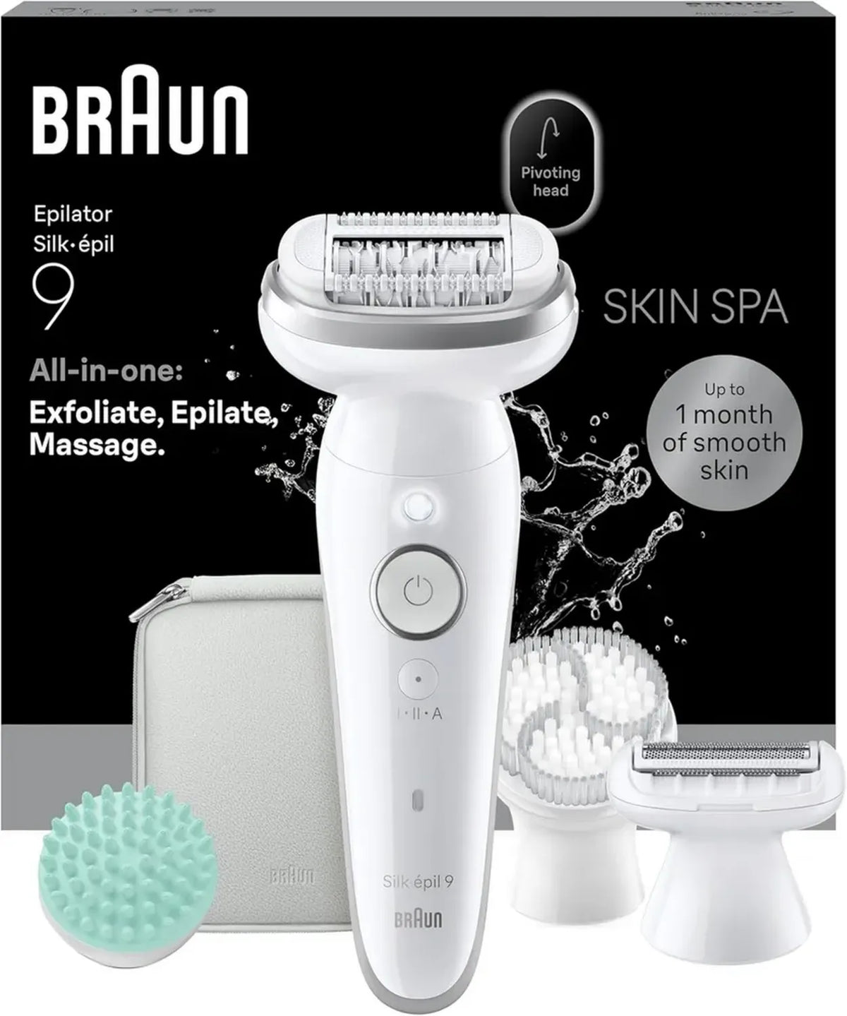Braun Epilatore Silk-épil 9, Testina Flessibile, Rasoio Donna Wet & Dry, Esfoliante e Massaggiante