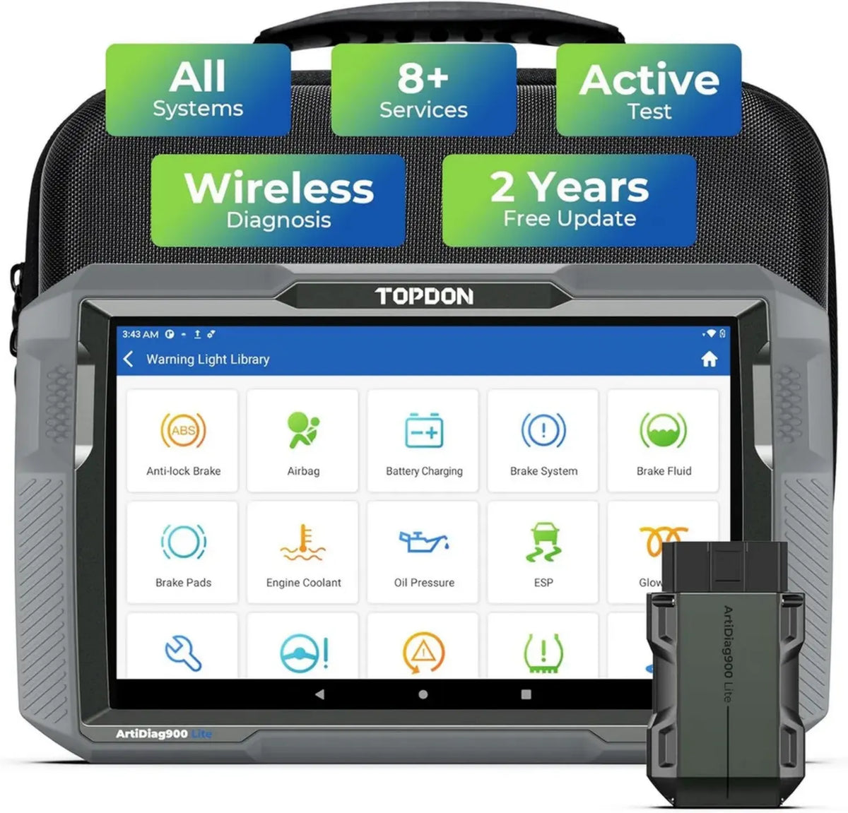 Strumento Diagnostico Wireless TOPDON ArtiDiag900 Lite per Auto, Scanner OBD2 con Servizi di Ripristino, Test Attivi e AutoVIN, Aggiornamenti Gratuiti per 2 Anni