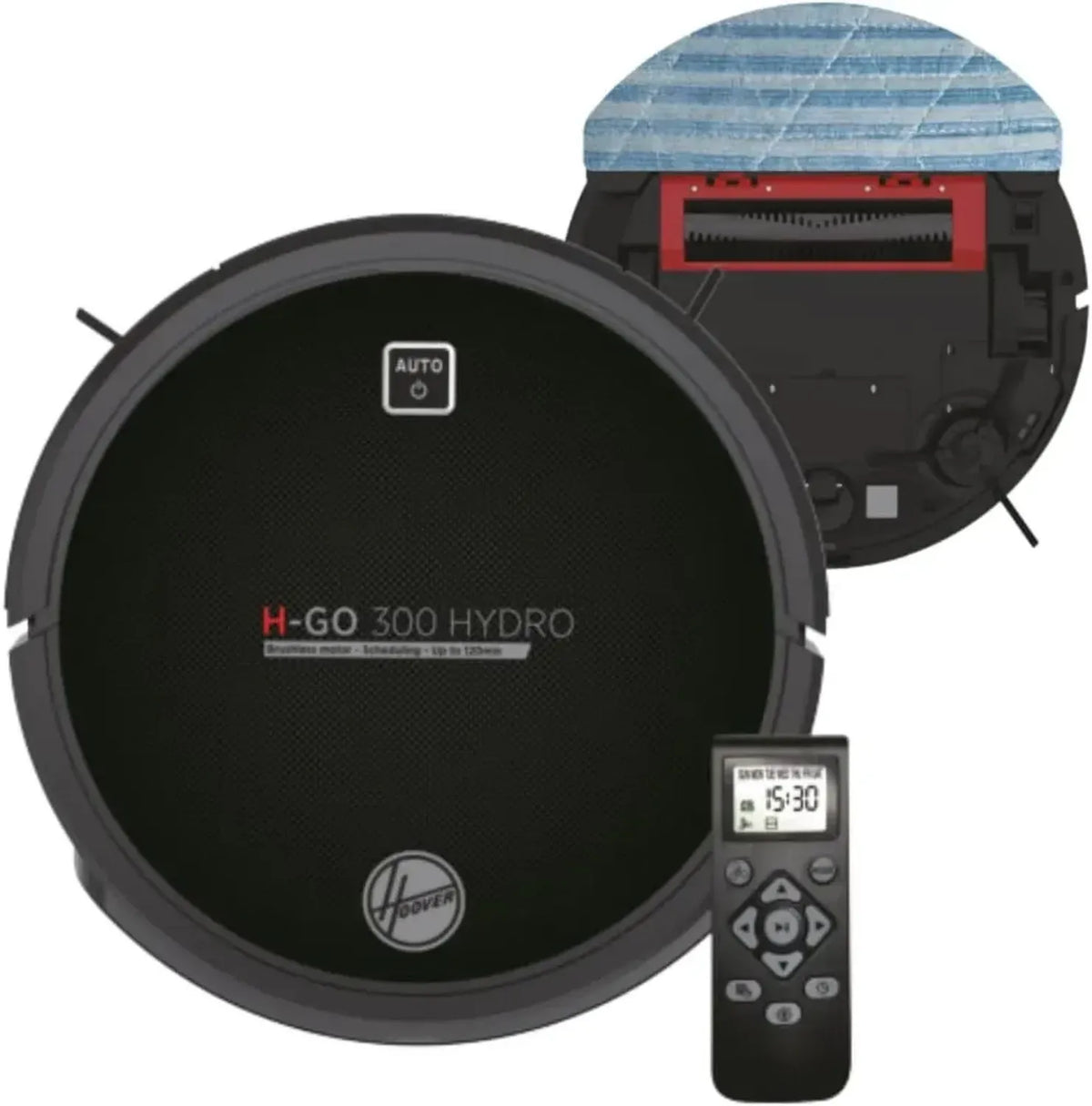 Hoover H-Go 300 HYDRO Robot 2in1, Aspirapolvere e Lavapavimenti, Nero Lucido