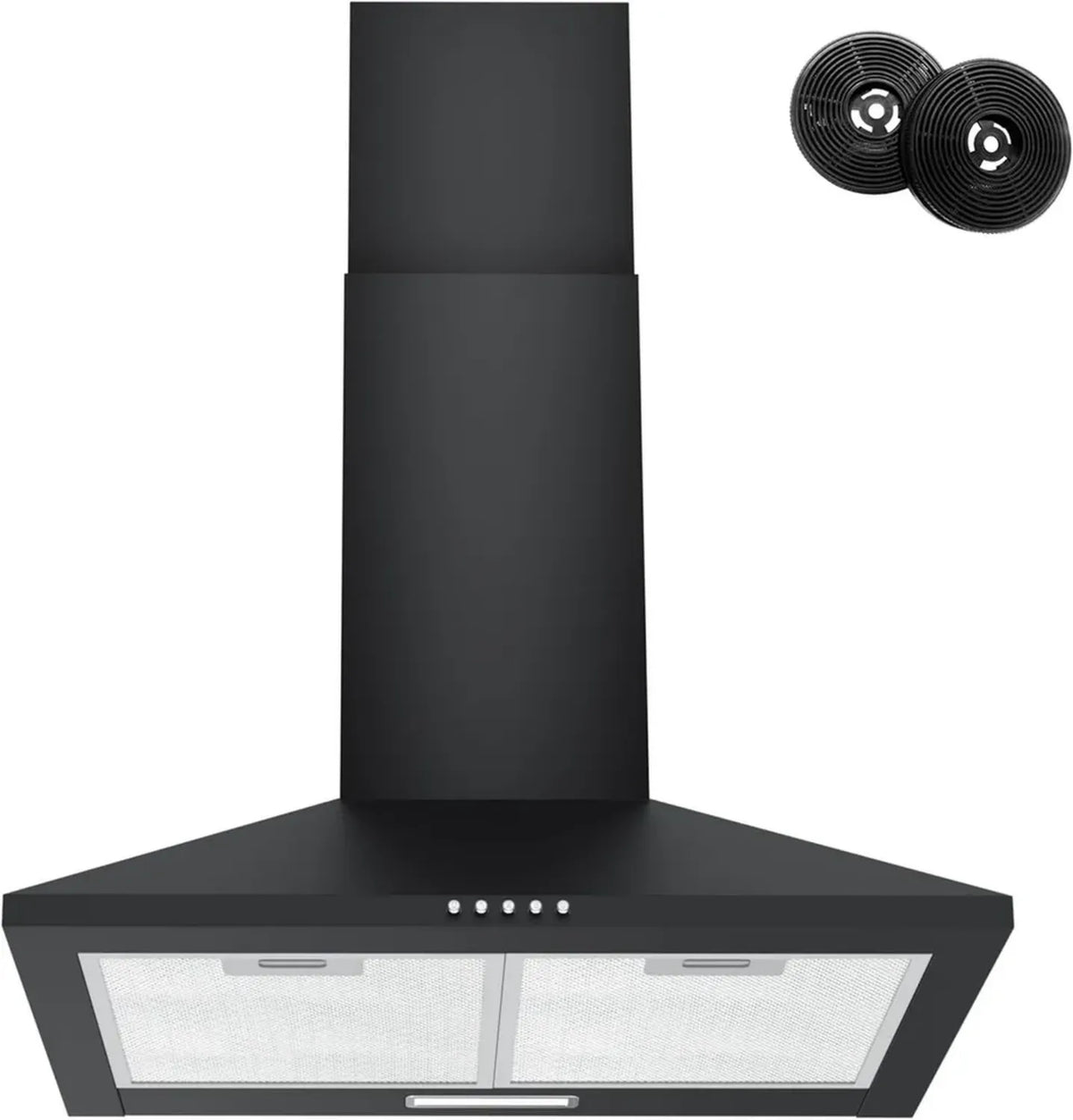 Cappa da Parete FIREGAS 60cm, 308m³/h, Filtro a Carbone CC110, Acciaio Inox Nero, 3 Velocità