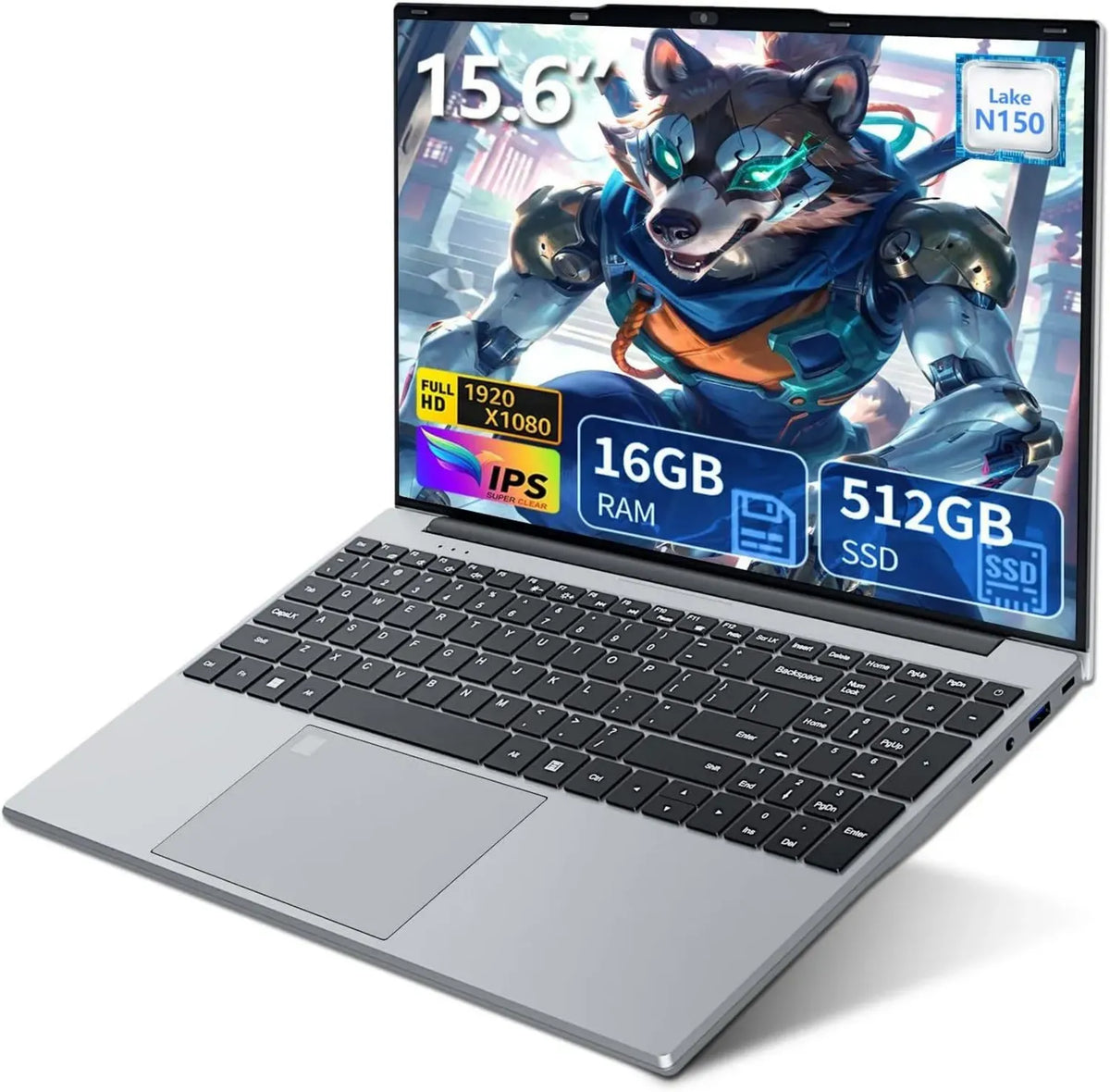 Laptop 15,6'' FHD con N150 Quad-Core, 16GB RAM, 512GB SSD, Win 11