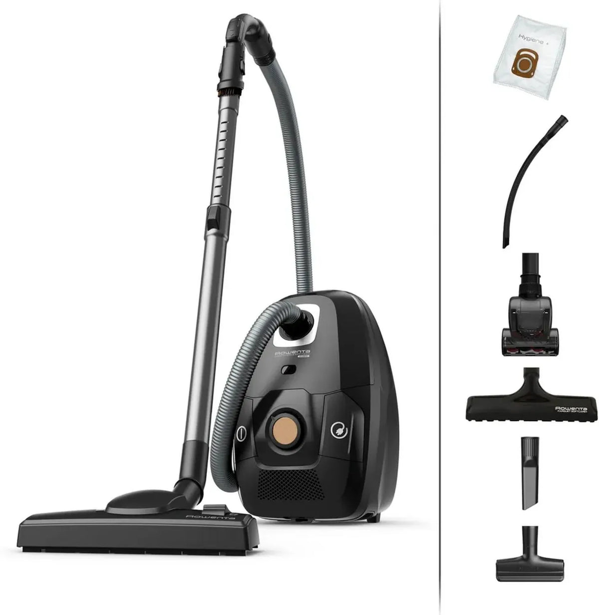 Rowenta RO6189EA Aspirapolvere Traino Ecologico, 4,5L, 400W, 64dB, Motore Silenzioso, Filtro Hepa, 6 Accessori