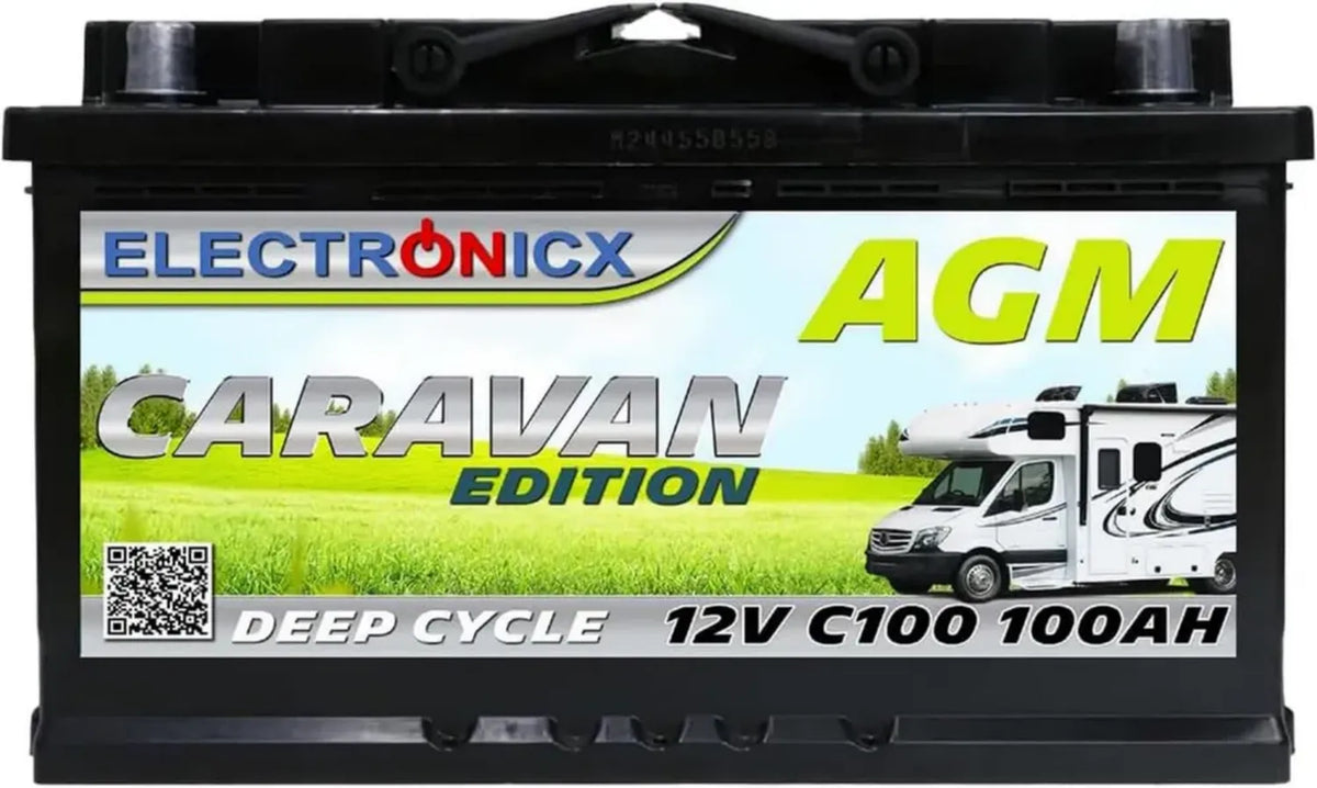 Batteria AGM 12V 100Ah per Camper e Impianti Solari, Senza Manutenzione, Polo Positivo a Destra
