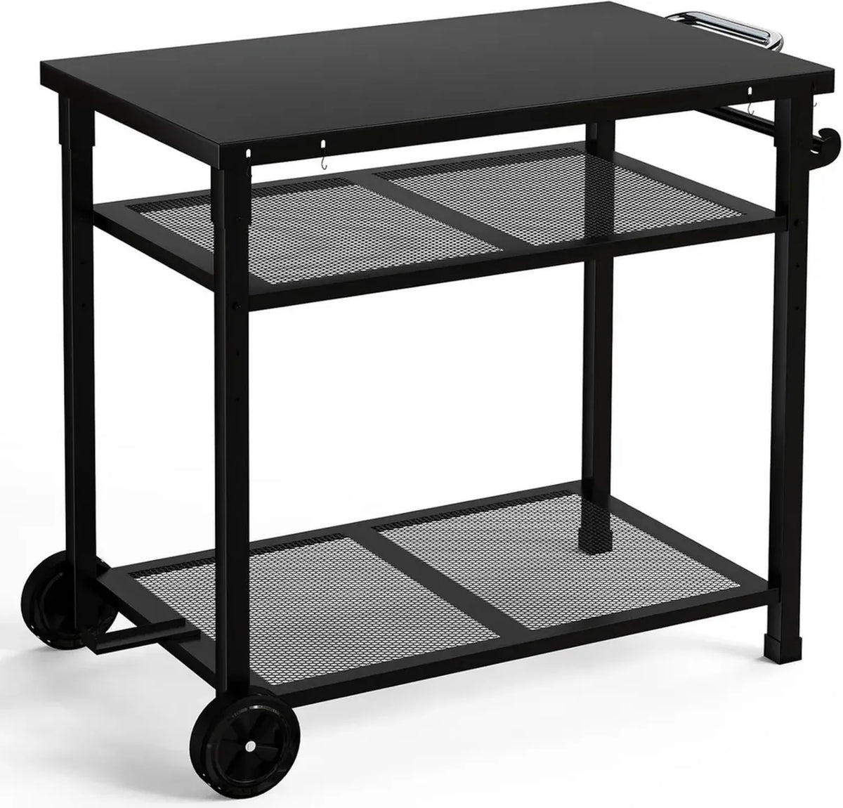 Carrello barbecue in acciaio a 3 livelli, impermeabile, con piano di lavoro esterno 85 x 51 cm