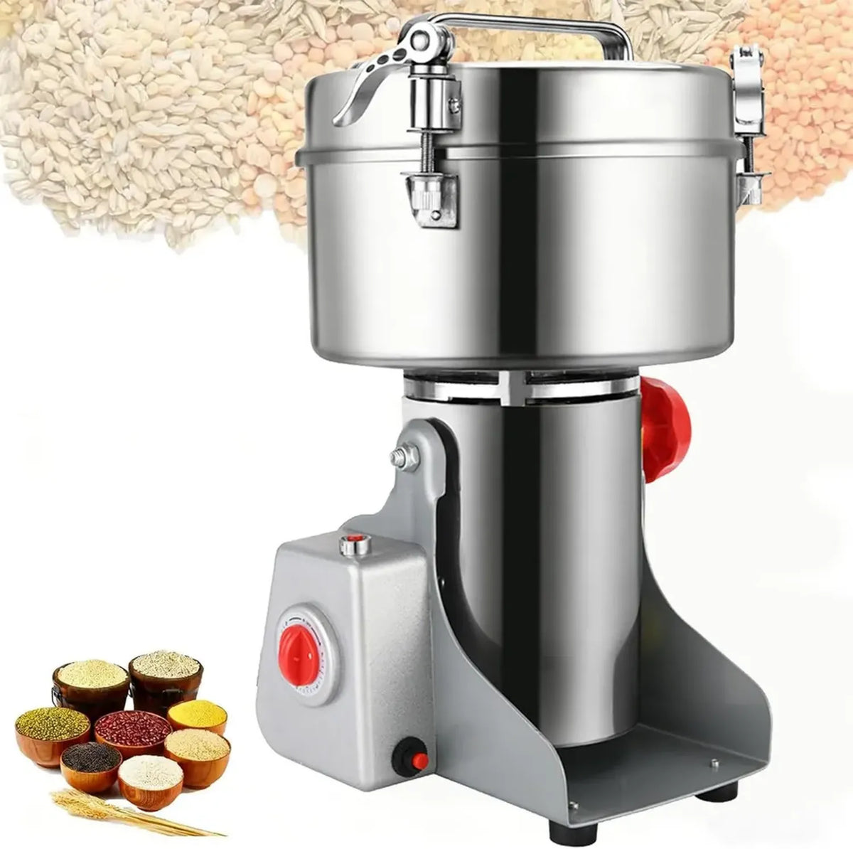 Mulino Elettrico 2400W, 800g, Lama Acciaio Inox a 3 Strati, Design Oscillante per Cereali, Erbe, Spezie e Caffè
