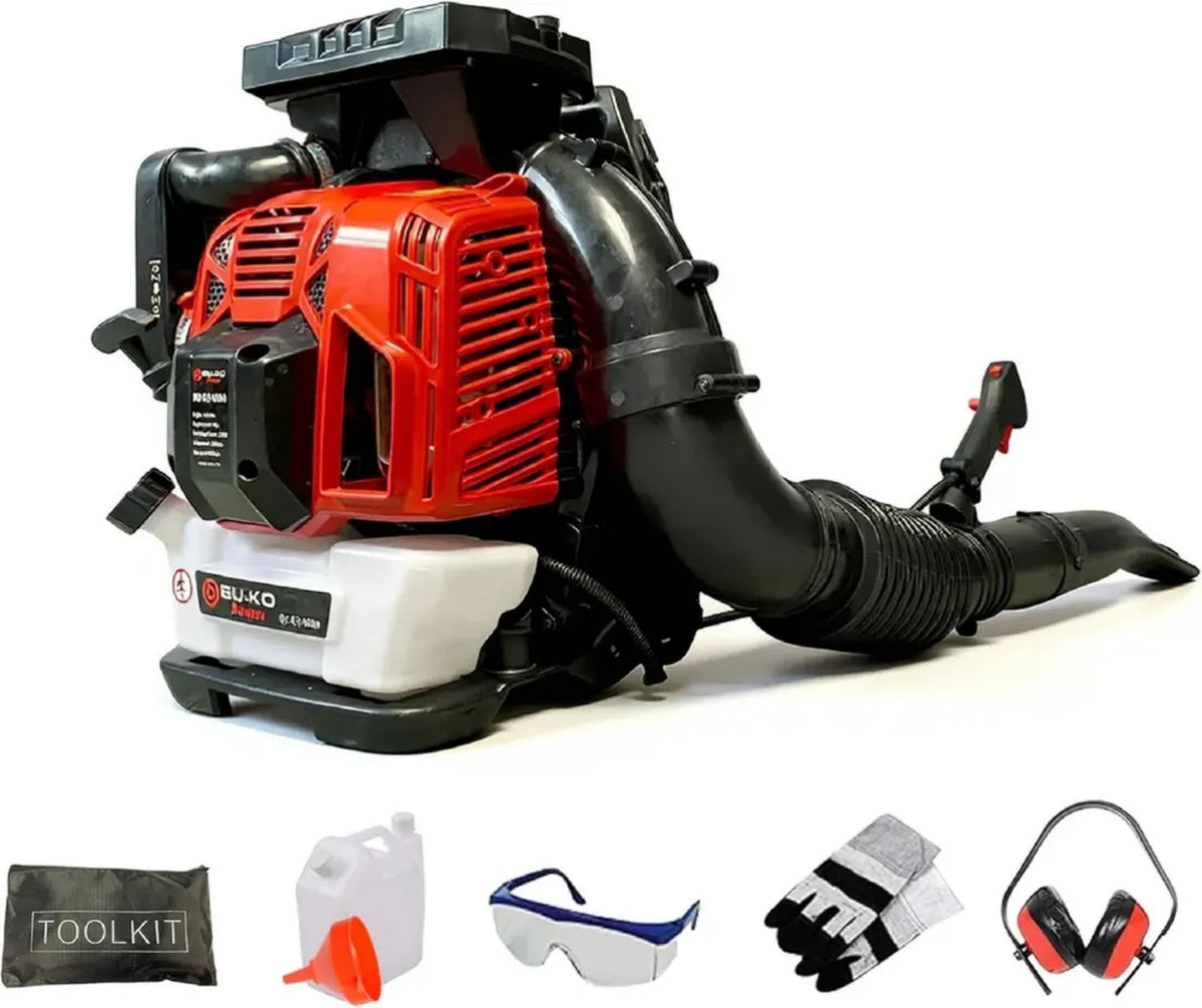 Soffiatore a Zaino 79CC BU-KO - Motore Potente 2 Tempi - Raffreddamento ad Aria con Cinghie Imbottite