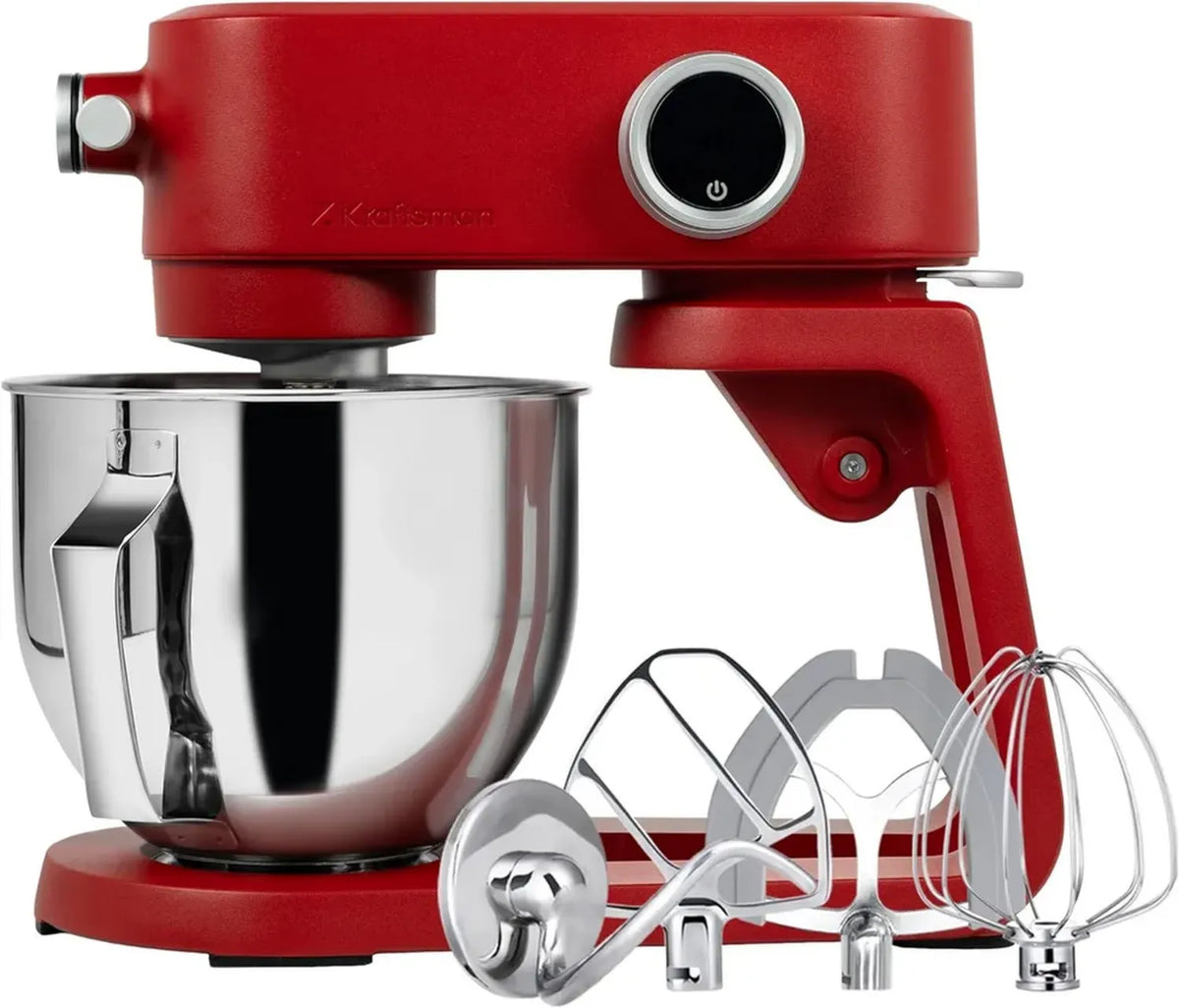 Robot da Cucina Planetaria in Metallo da 5L, 800W, 8 Velocità con Timer, Impastatrice con 4 Fruste in Acciaio Inox, Perfetta per Impasti Duri, Colore Rosso