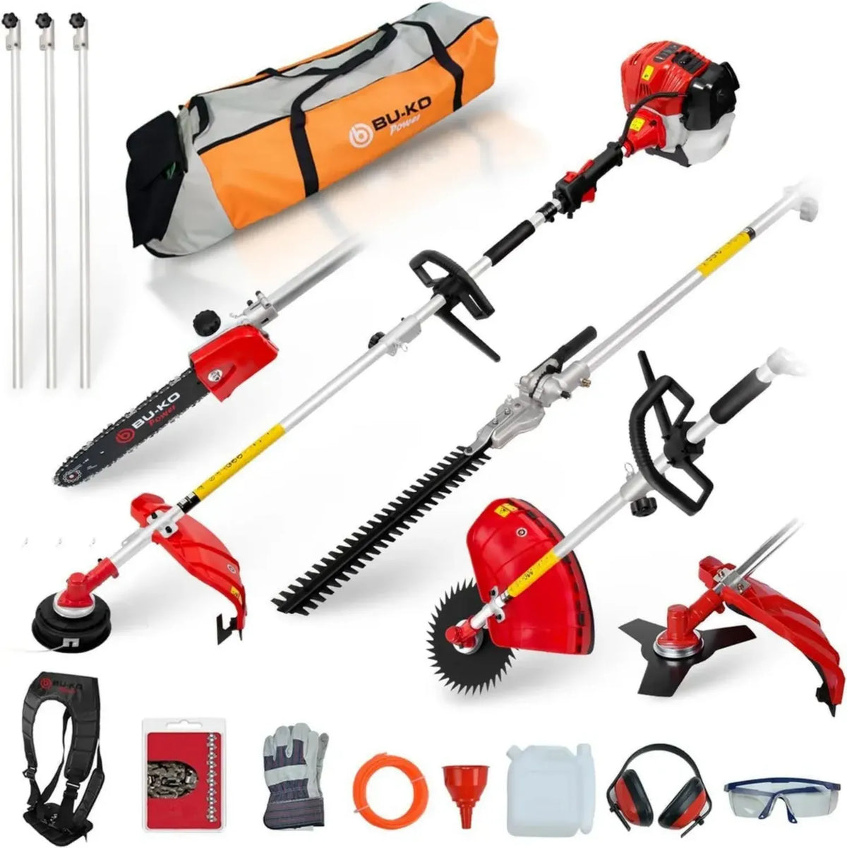 Utensile da Giardino BU-KO 52 cc a Benzina: Decespugliatore, Tagliasiepi, Motosega e Accessori
