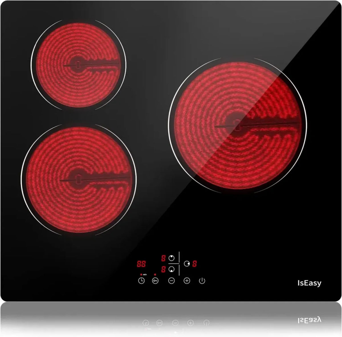 Piano cottura in vetroceramica elettrico 6600W con 3 zone e controllo touch