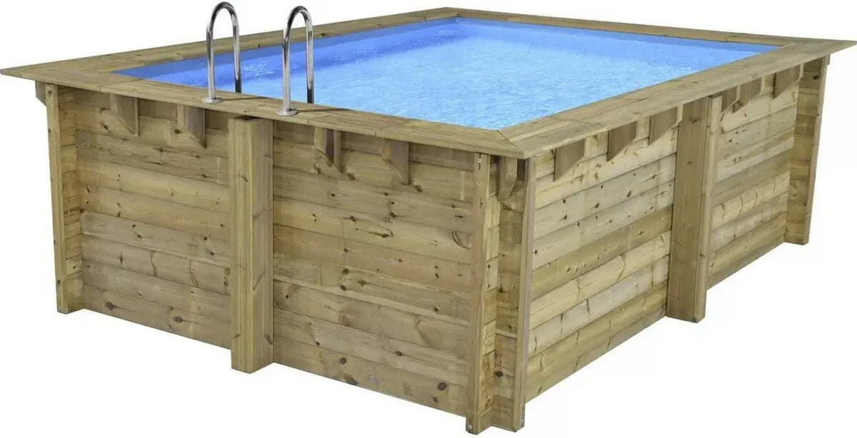 Piscina in legno moderna per giardino 3,20 x 3,20 x 1,24 m