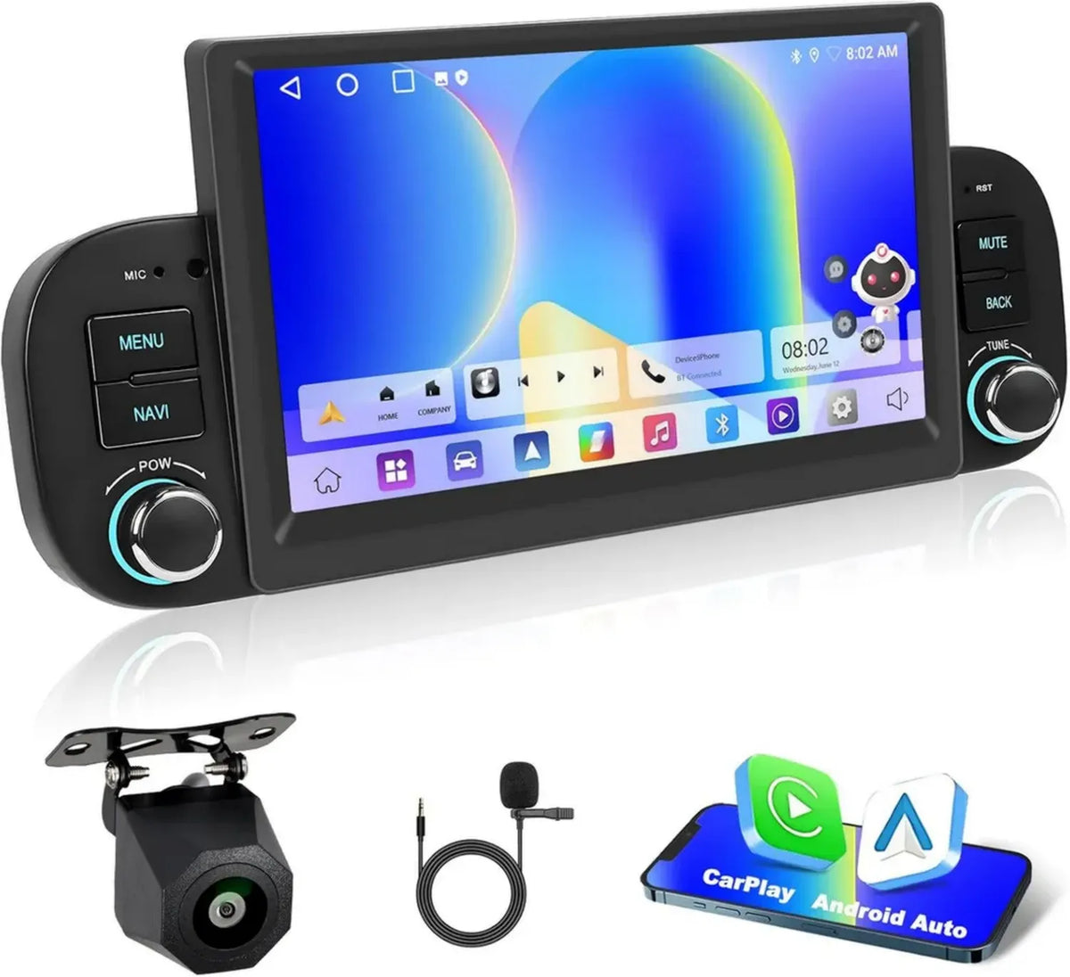 Autoradio Carplay per Fiat Panda 2013-2020 con Navigazione GPS e Telecamera Posteriore