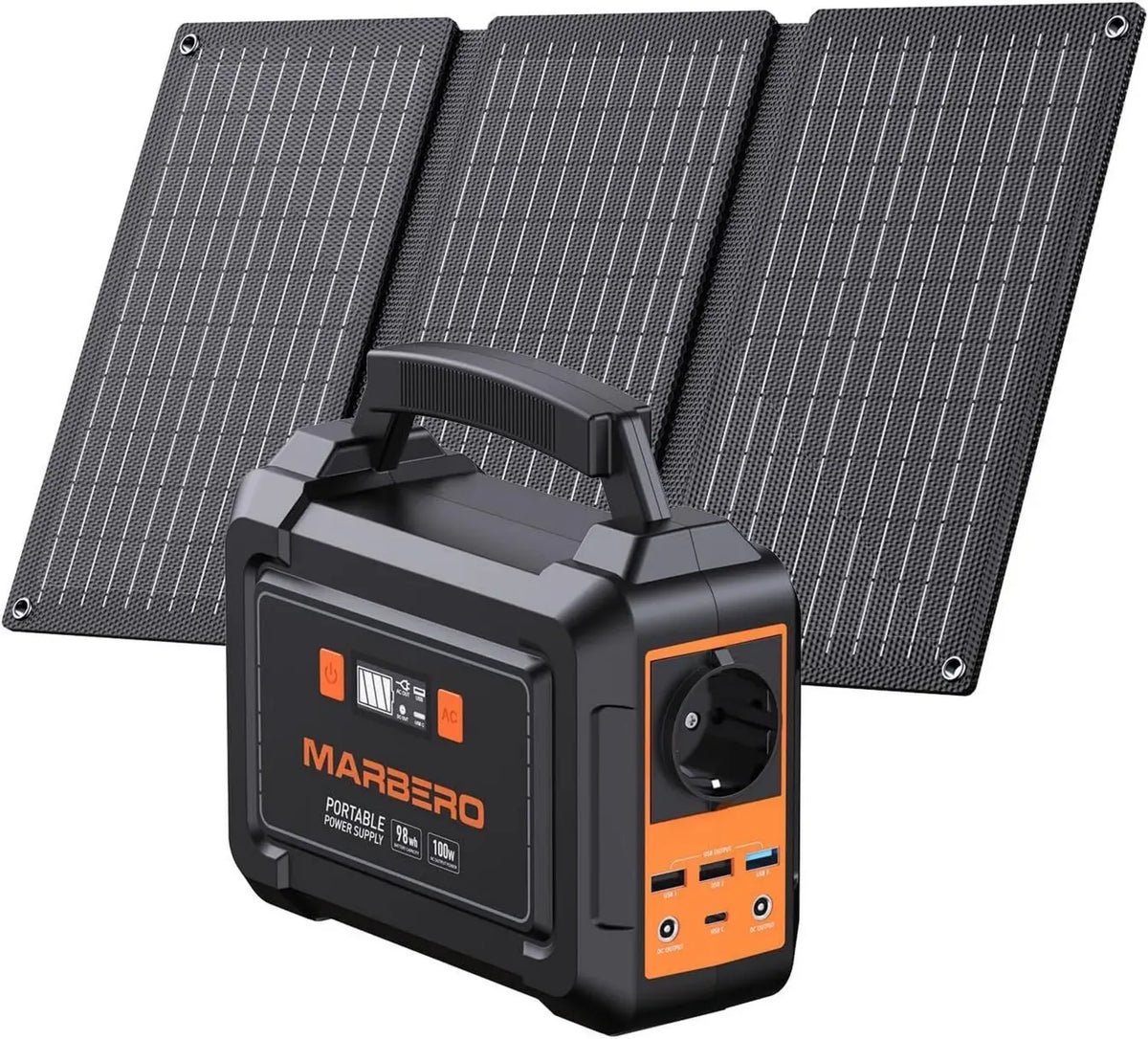 Generatore Solare Portatile MARBERO 98Wh con Pannello Solare 30W, Ideale per Camper e Emergenze