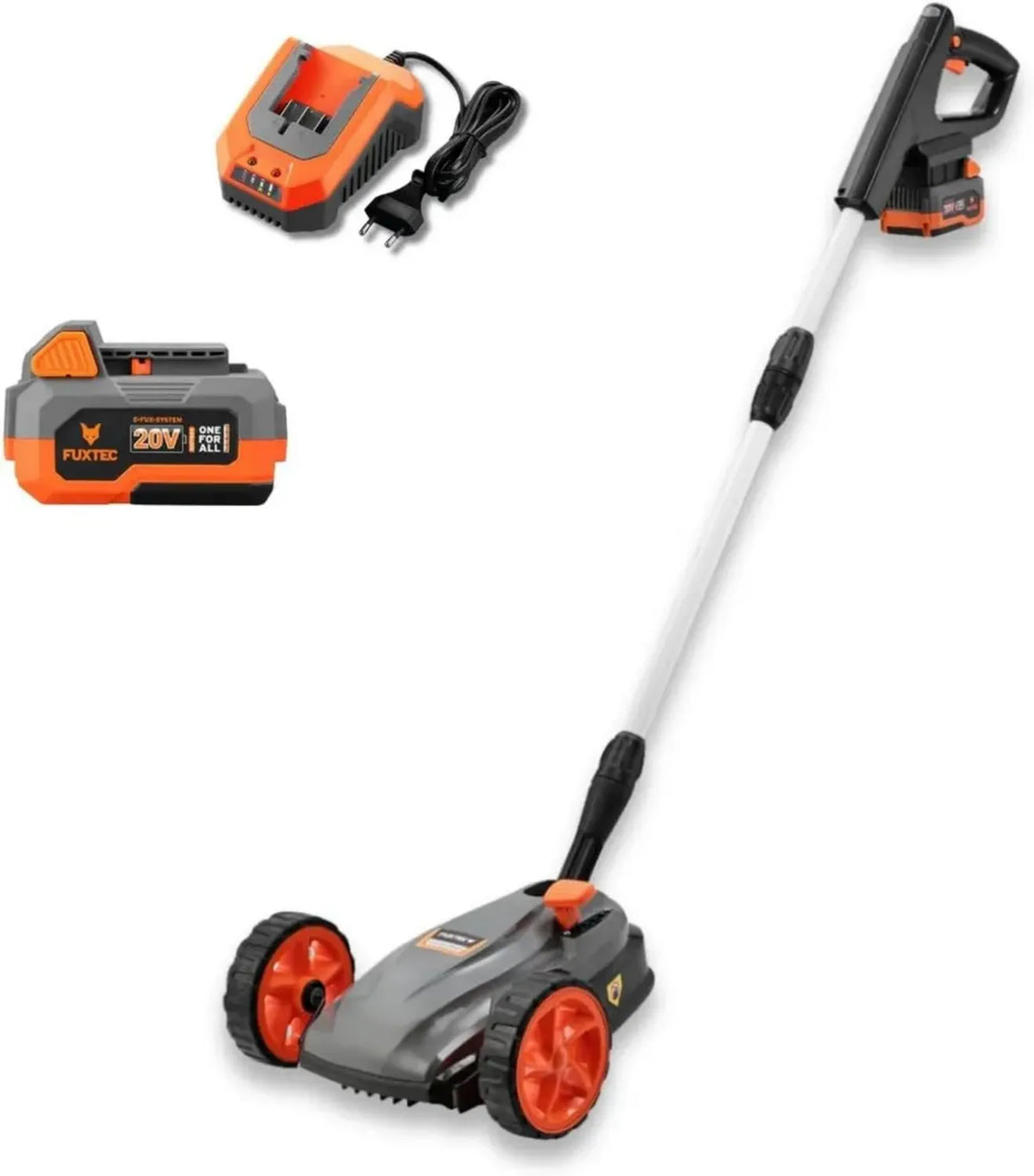 Rasaerba Compatto a Batteria 20V FUXTEC con Mulching, Batteria 4Ah e Caricabatterie, Larghezza di Taglio 22cm, Altezza Regolabile, 300W