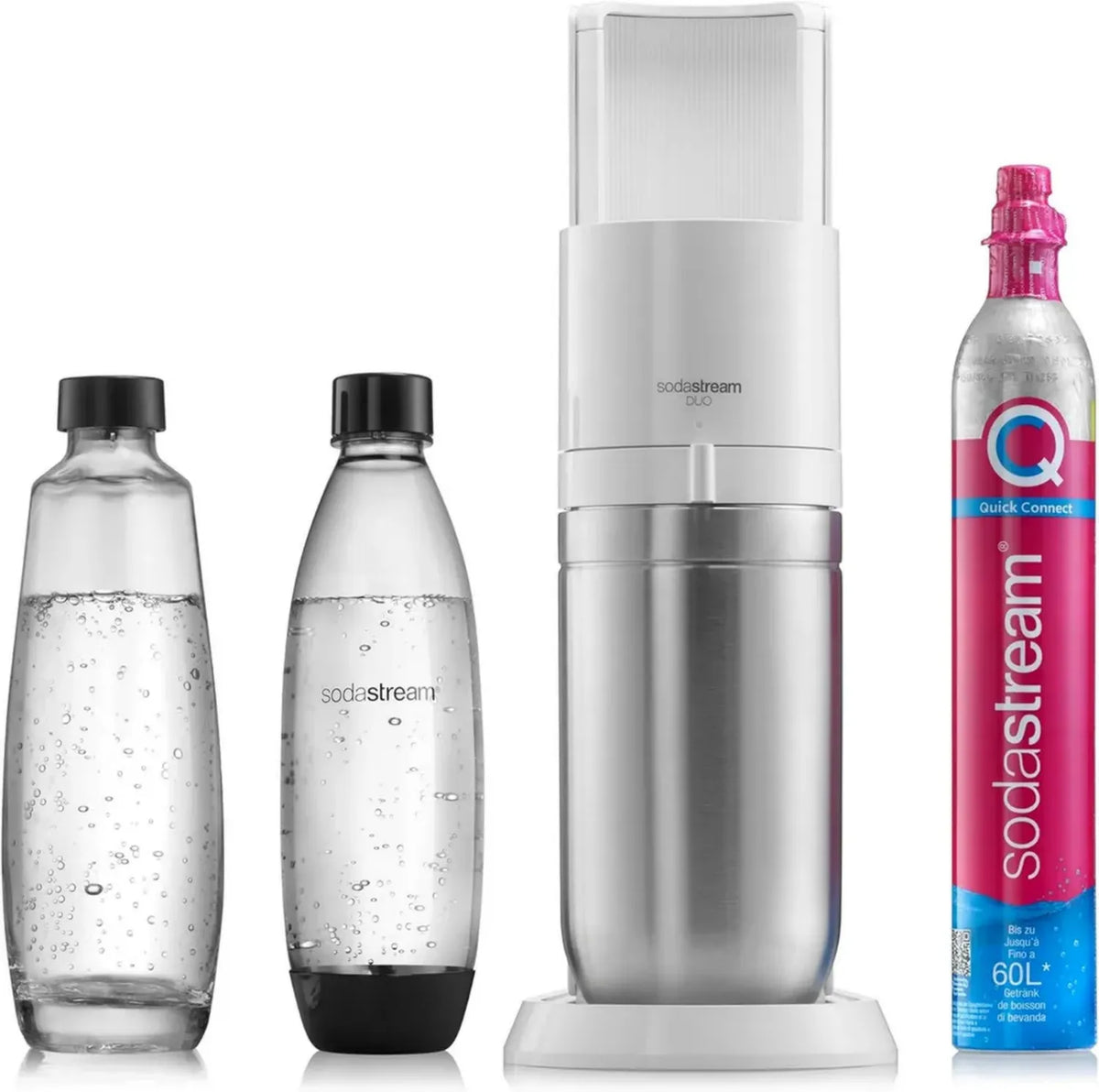 Sodastream Duo Gasatore Acqua Frizzante Bianco con Bottiglie e Cilindro CO2