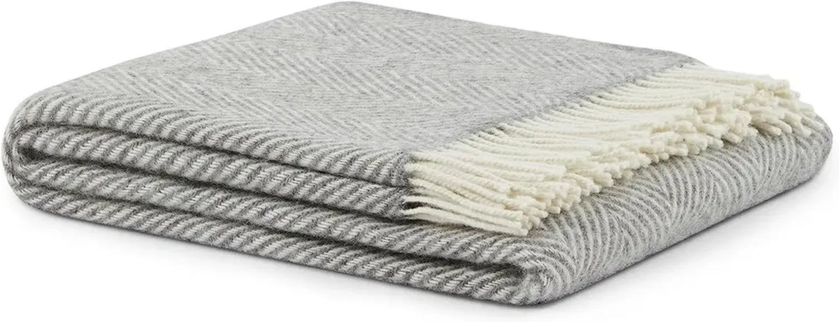 Plaid in Pura Lana Vergine 130x170 cm per Inverno, Colore Argento