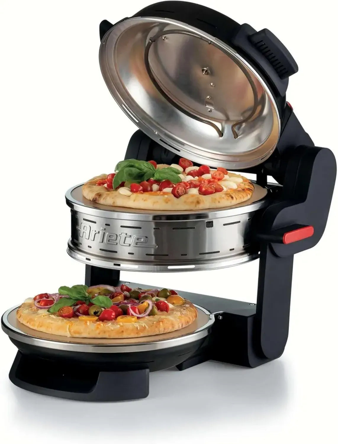 Forno Pizza Ariete 927 con 5 Livelli, Doppi Piatti Antiaderenti e Pale in Legno, 400°C, 2300W, Nero