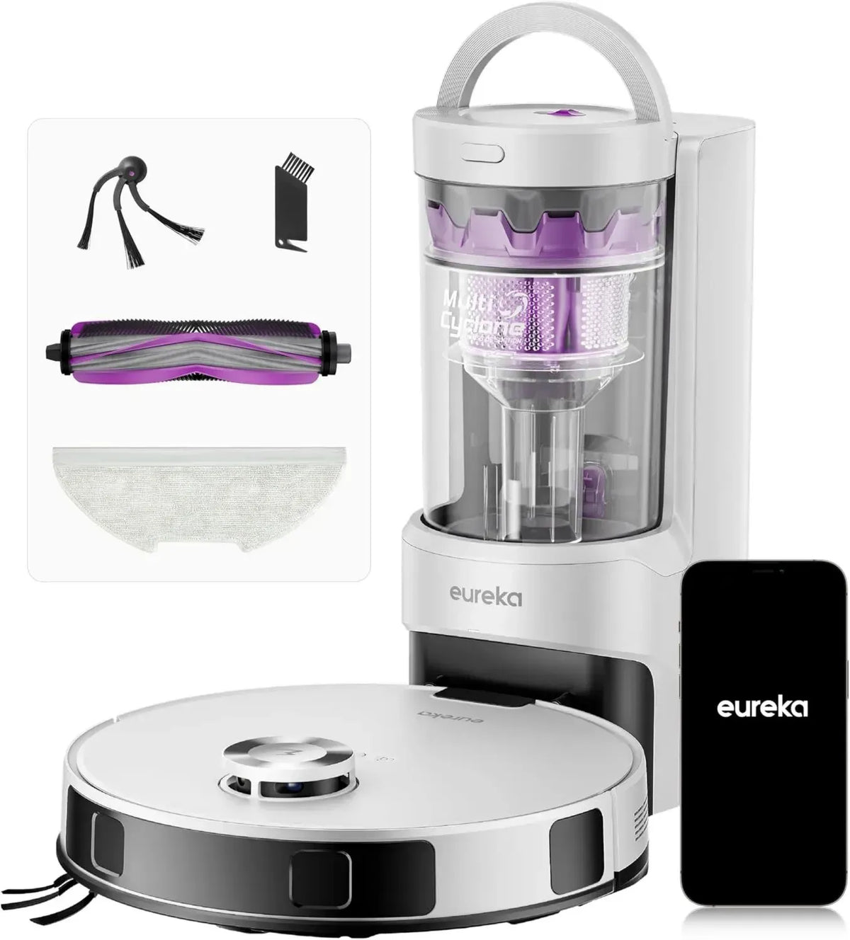 EUREKA E20 Evo Plus Robot 2 in 1, 10.000Pa Potenza, 180 Minuti di Autonomia, Mappatura Intelligente, Controllo Vocale