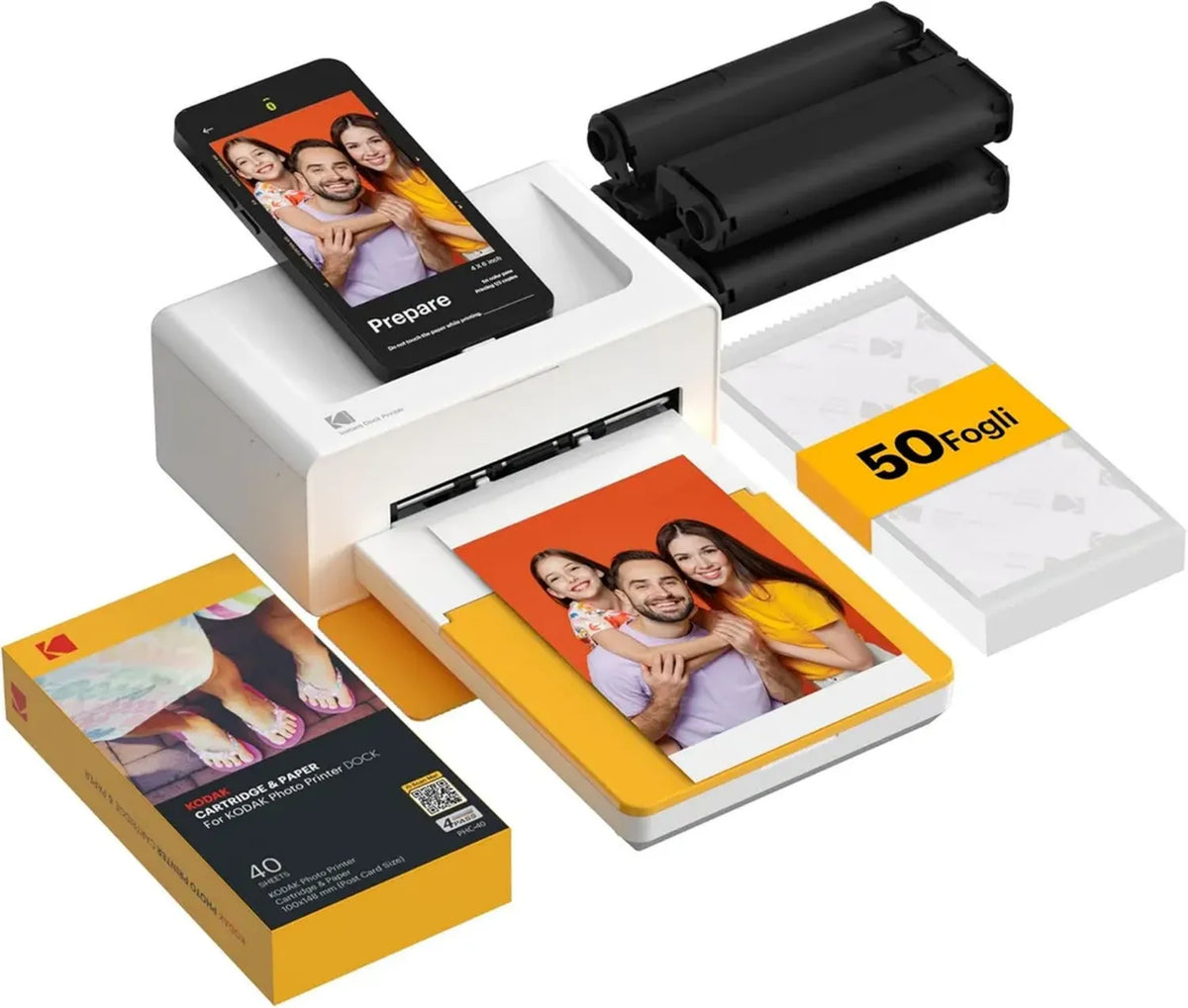 Stampante Fotografica Kodak Dock Plus Bluetooth con Sublimazione 4PASS, 50 Fogli, Stampa Istantanea a Colori 10 x 15 cm