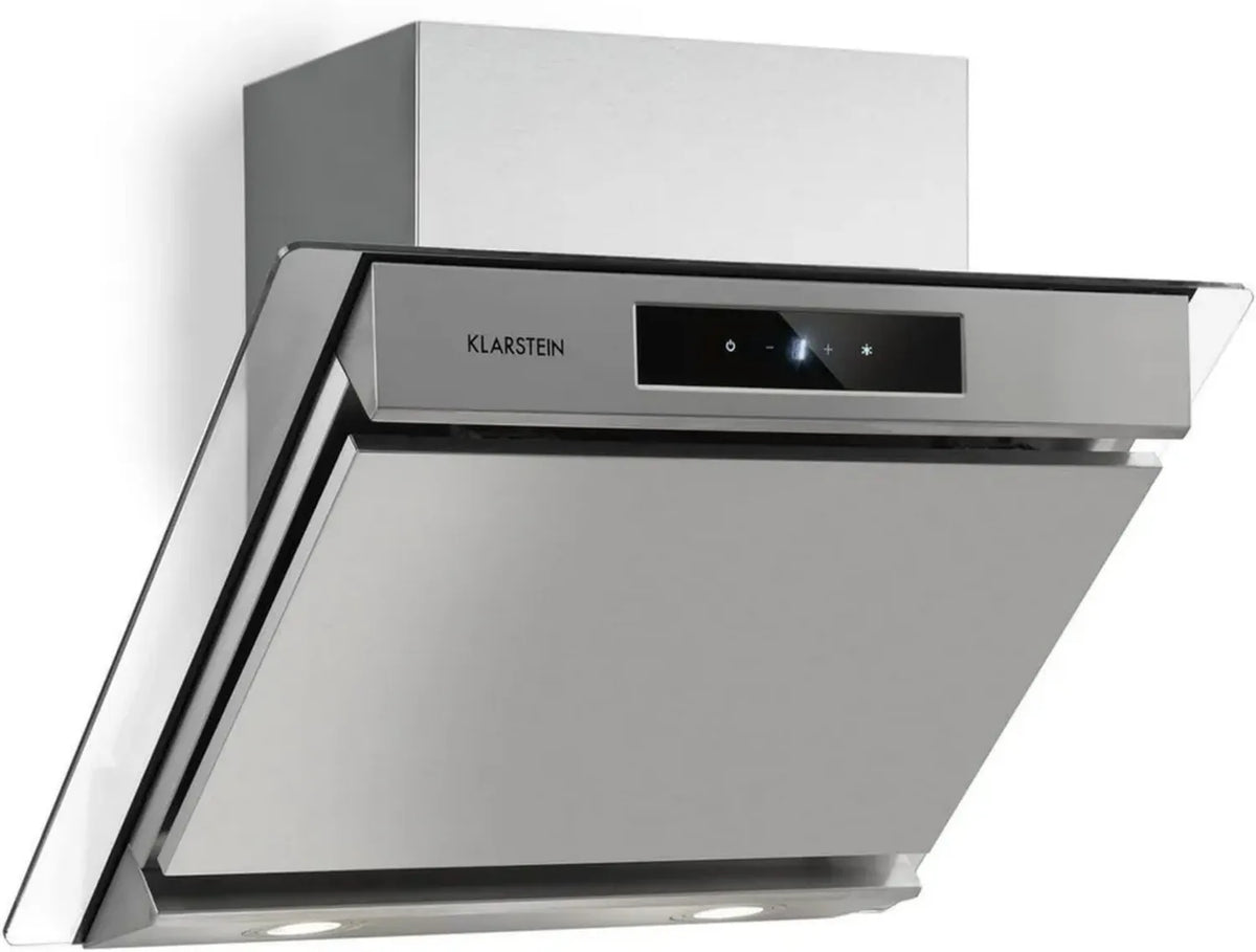 Cappa Aspirante Klarstein Balzac Silent 60 cm, Filtro Antigrasso, LED, 604 m³/h, 250 W, Argento