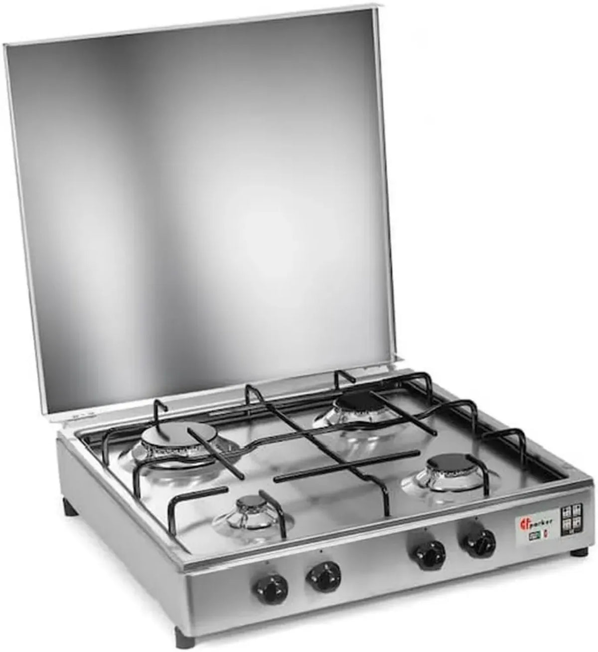 Fornello a Gas GPL a 4 Fuochi in Acciaio Inox Parker - Made in Italy