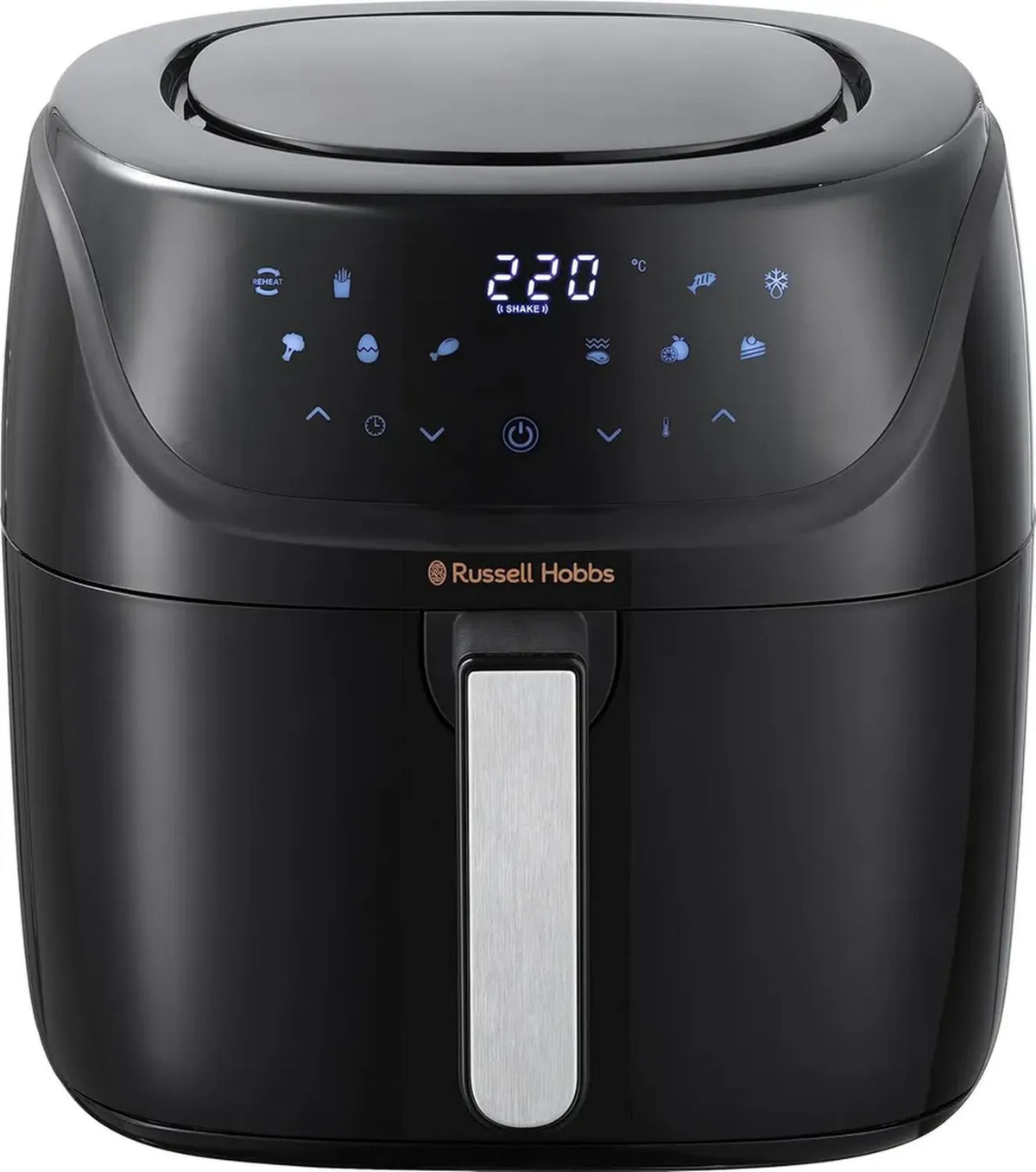 Friggitrice ad Aria XXL Russell Hobbs 8L, Multifunzione con 7 Modalità di Cottura, 10 Programmi Preimpostati, Pannello Touch, Sicura in Lavastoviglie, Temperatura Fino a 220°C