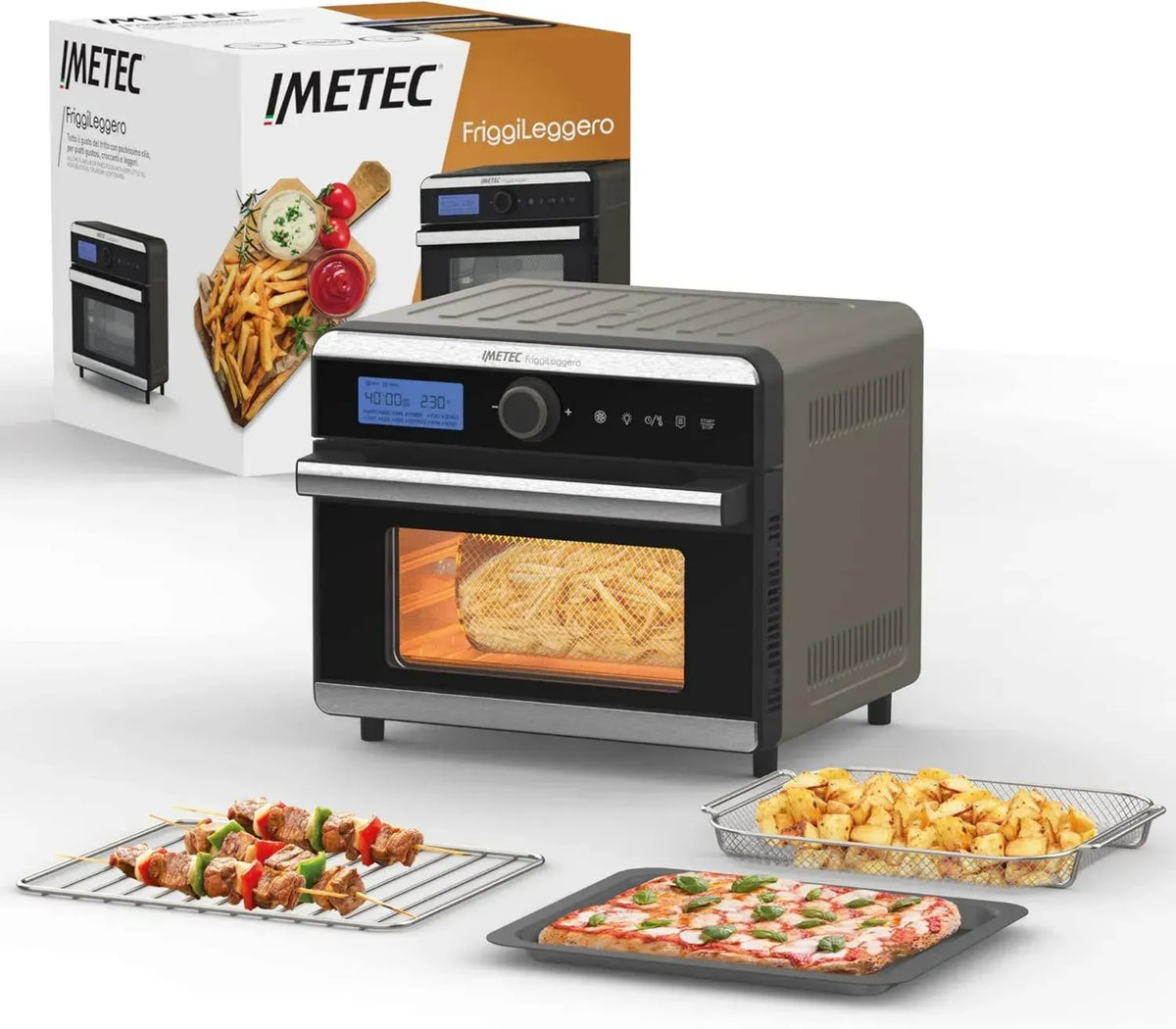 Friggitrice ad Aria Funzionale Imetec, 12 Programmi, Riscaldamento Rapido, 18 L, 1550 W, Controlli Digitali
