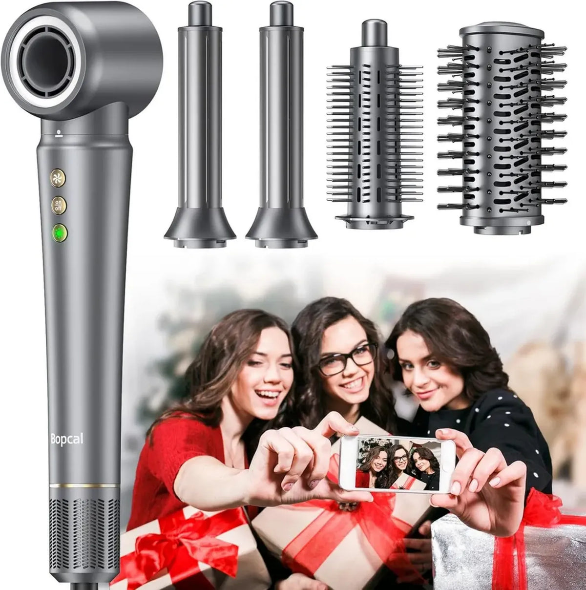 Bopcal 5 in 1 Styler per Capelli Professionale con Asciugacapelli e Ferro Arricciacapelli